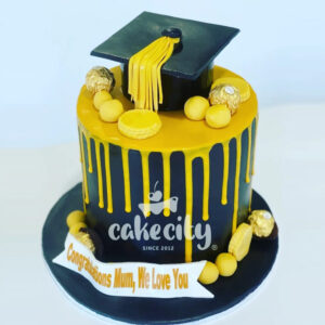 Graduation cake - gold black